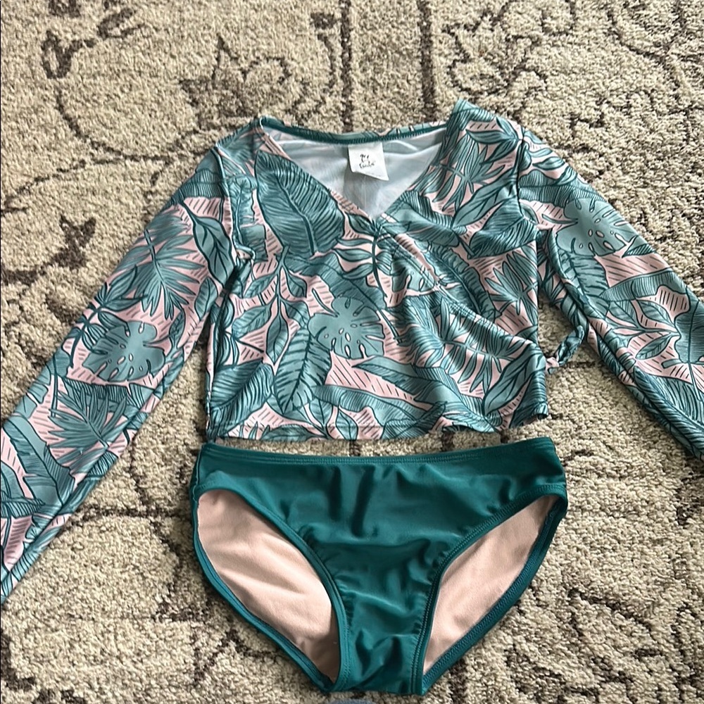 Art class Kids Swim Set with Tropical Print